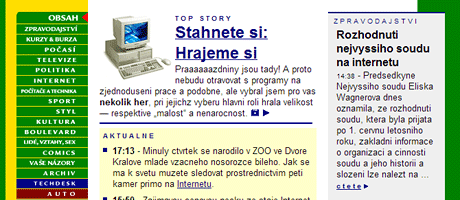 Novinky.cz v roce 2000.
